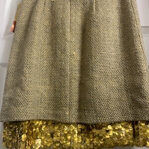 Gold Sequin Hem Skirt